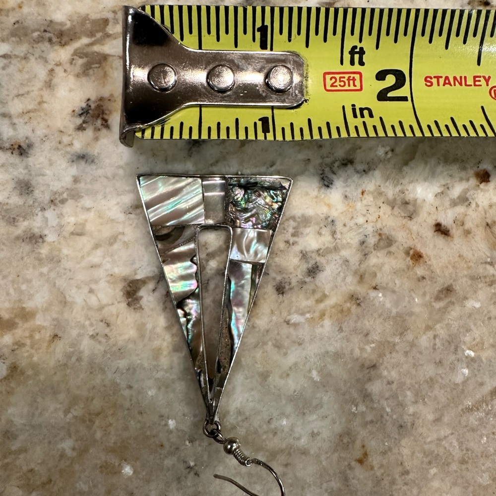 Women’s Abalone and sterling silver triangle earrings - Picture 3 of 6